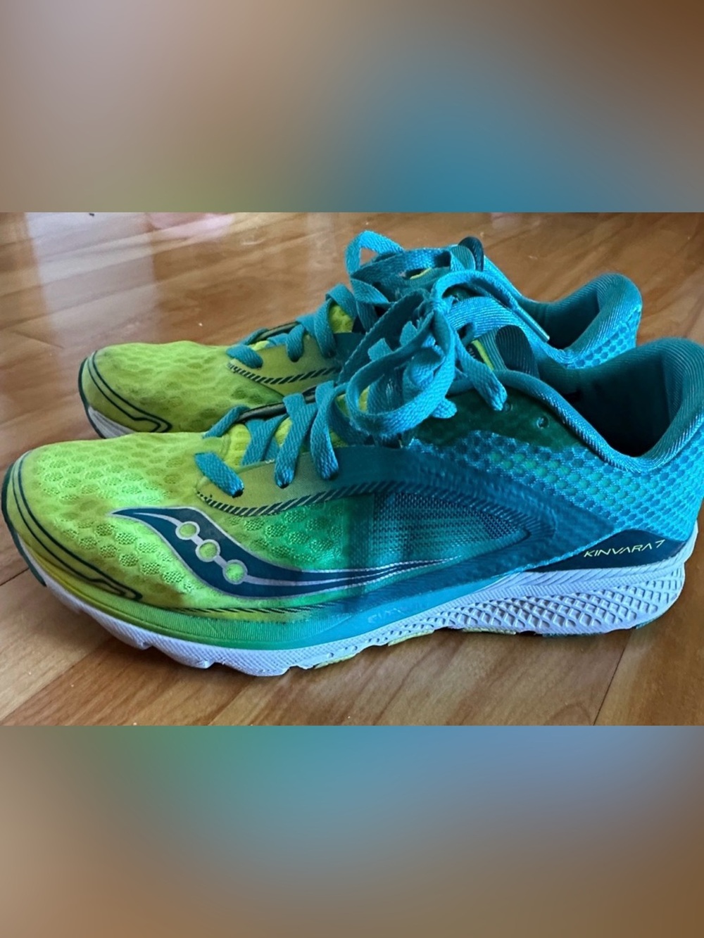 Saucony Kinvara 7 Teal Citron Green Everun Running Shoes S10298-4 9.5